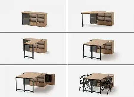 FUGA akıllı konsol açılır kapanır masa ve depolama alanları ile modern tasarım