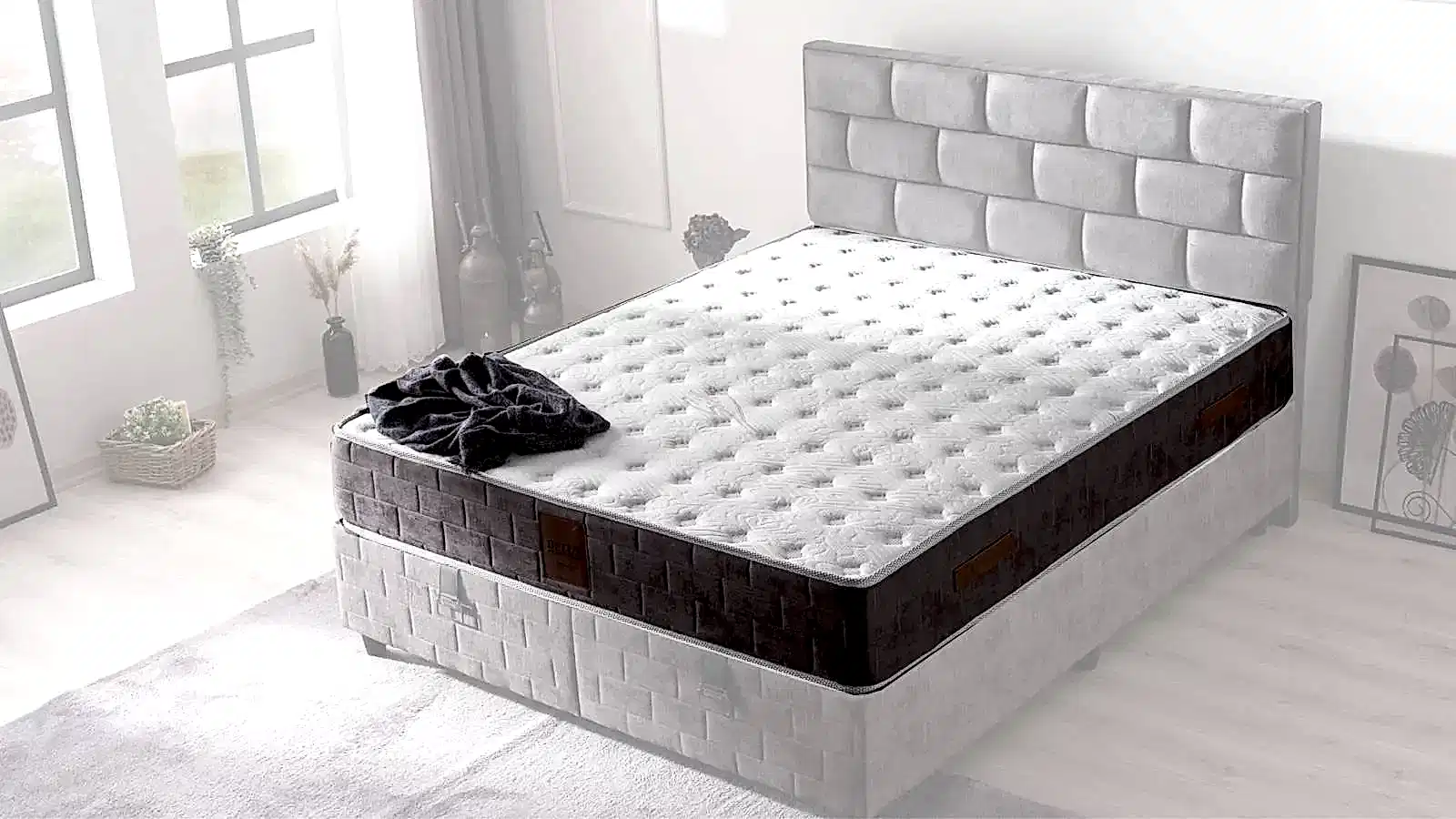 DEFOX YATAK DEFOX YATAK 160x200 gri renkli modern tasarımlı konforlu yatak