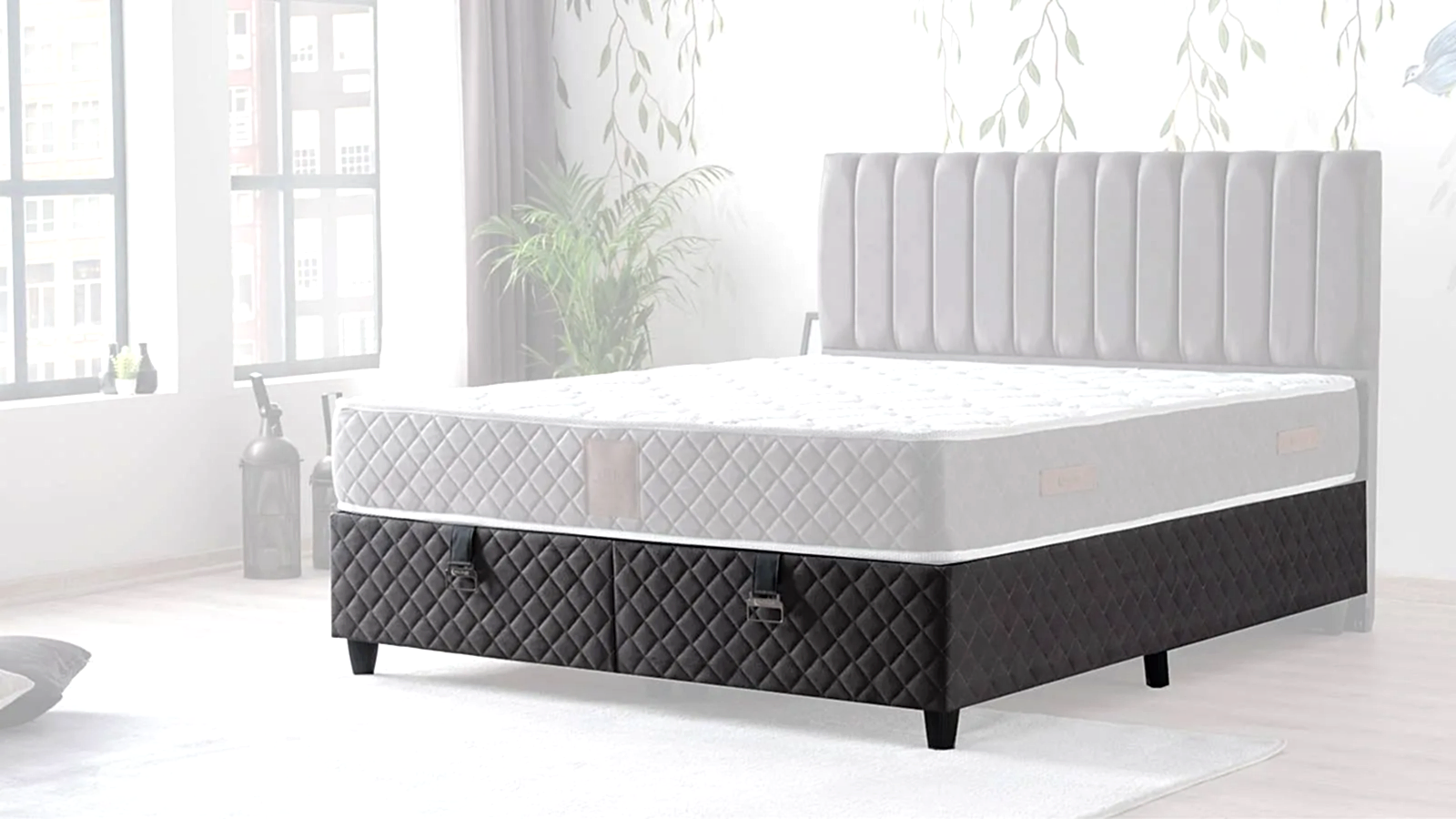 RESCO BAZA RESCO BAZA 150x200 siyah kapitone kumaş baza, modern tasarım, Doğrucan Mobilya