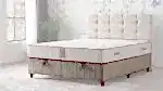 Bamboo Baza 140x190 modeli, açık bej kumaş kaplamalı modern baza