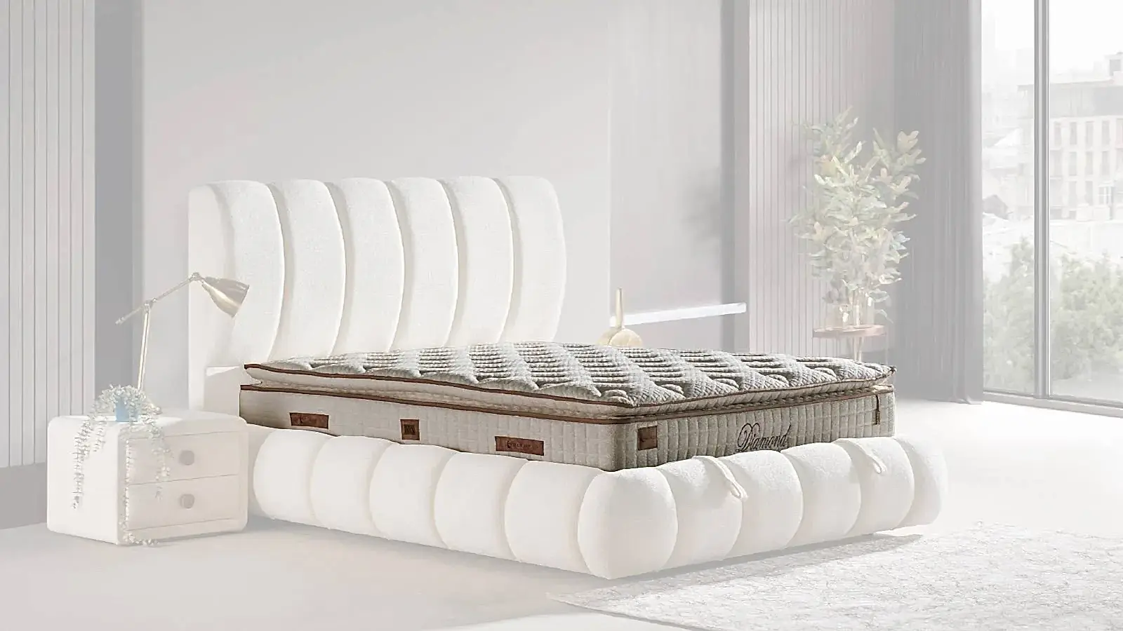 TOSCA YATAK TOSCA YATAK 180x200 beyaz modern tasarımlı yatak Doğrucan Mobilya