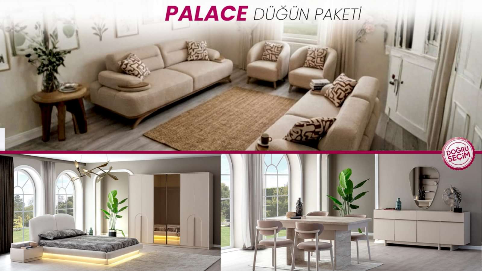 PALACE DÜĞÜN PAKETİ PALACE DÜĞÜN PAKETİ salon, yatak odası ve yemek odası mobilya seti