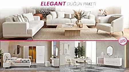 ELEGANT DÜĞÜN PAKETİ salon, yatak odası ve yemek odası takımı mobilyaları