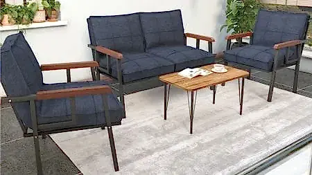 Modern Çay Seti Lacivert bahçe oturma grubu Doğrucan Mobilya