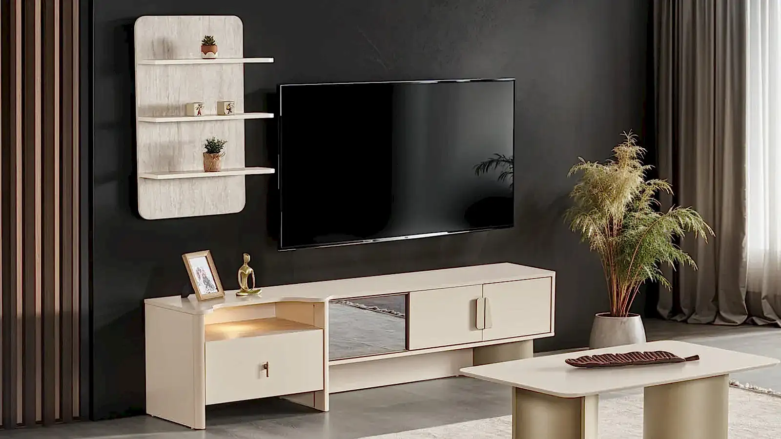 GOSNUG TV ÜNİESİ TAKIM GOSNUG TV ÜNİTESİ TAKIMI oturma odasında modern tasarımla