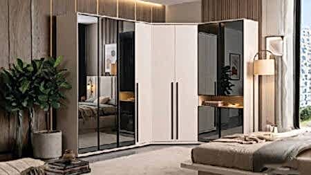 NOMA İki Kapılı Camlı Dolap modern yatak odasında