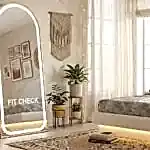 Fit Check Boy Aynası ev dekorasyonunda şık aydınlatmalı boy ayna