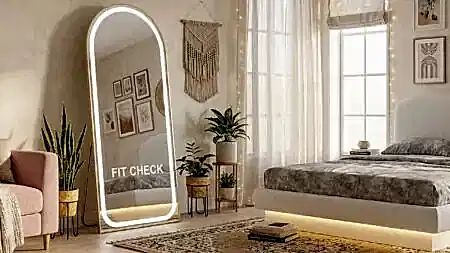 Fit Check Boy Aynası ev dekorasyonunda şık aydınlatmalı boy ayna