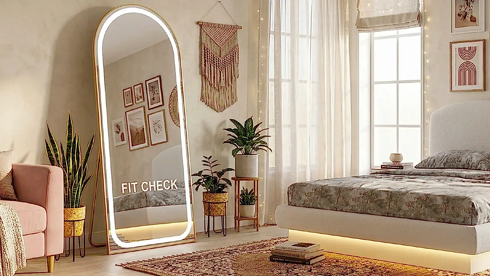 FİT CHECK BOY AYNASI Fit Check Boy Aynası ev dekorasyonunda şık aydınlatmalı boy ayna