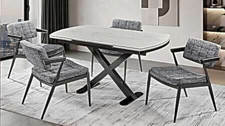 GLOX Masa ve 4 Sandalye modern yemek odası takımı