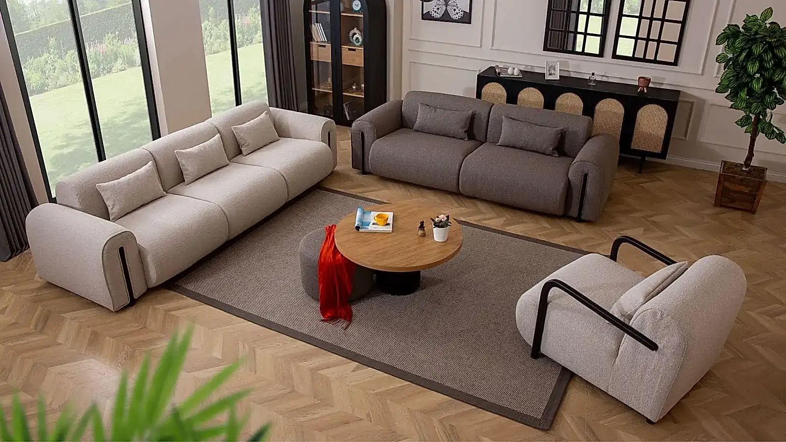RİO BERJER GOLD ROMA Koltuk Takımı 4+3+1 oturma grubu, modern tasarım, Doğrucan Mobilya