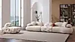 PERA Koltuk Takımı 4+3+1 modeli modern tasarımlı krem ve desenli kumaşlı koltuk takımı