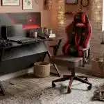 RİO Gaming Oyuncu Koltuk ve Masa Seti, siyah-kırmızı renkli ergonomik tasarım