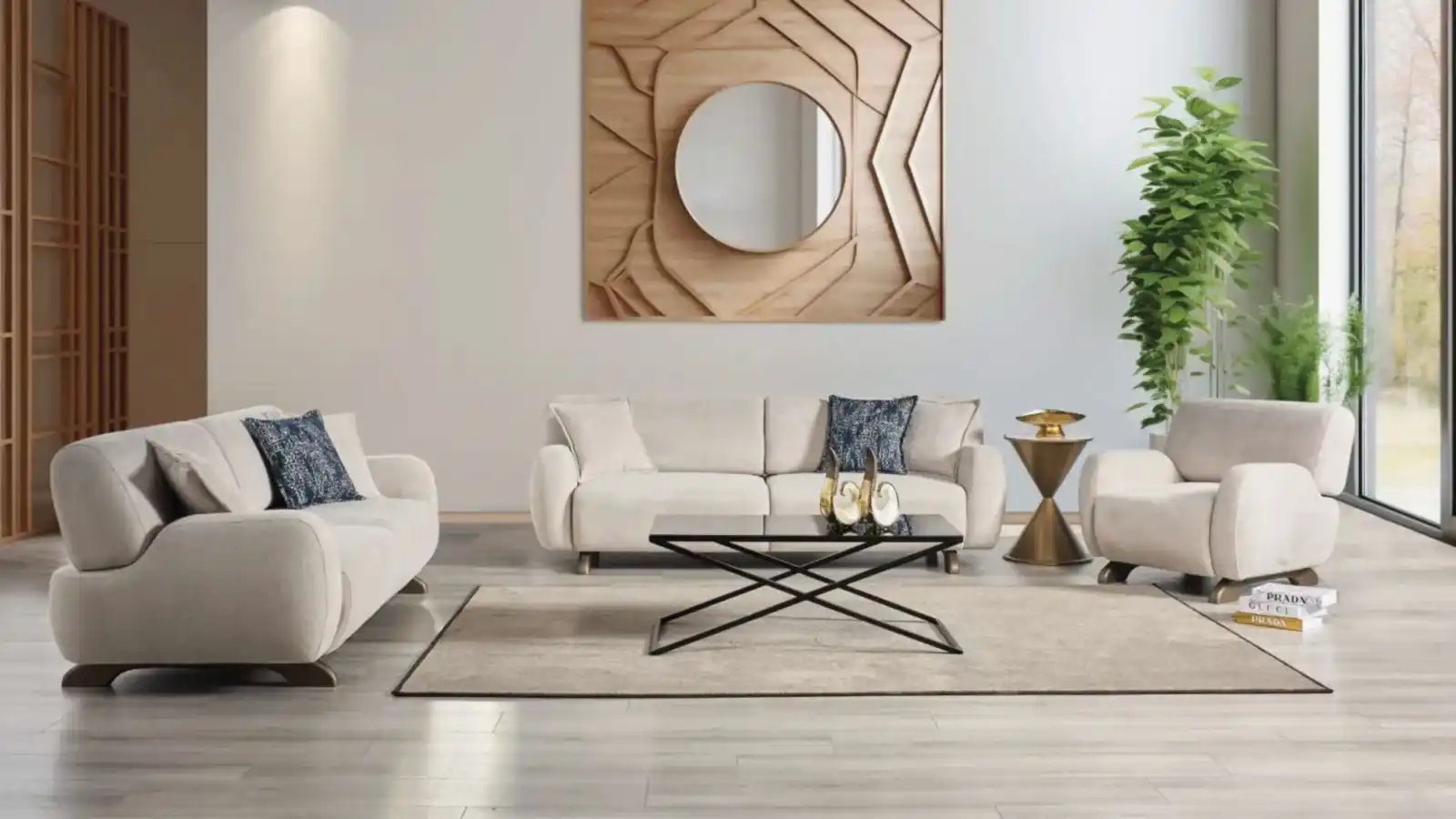 İCON KOLTUK TAKIMI SİLVER İCON Koltuk Takımı Silver modern tasarımlı krem renkli koltuk takımı