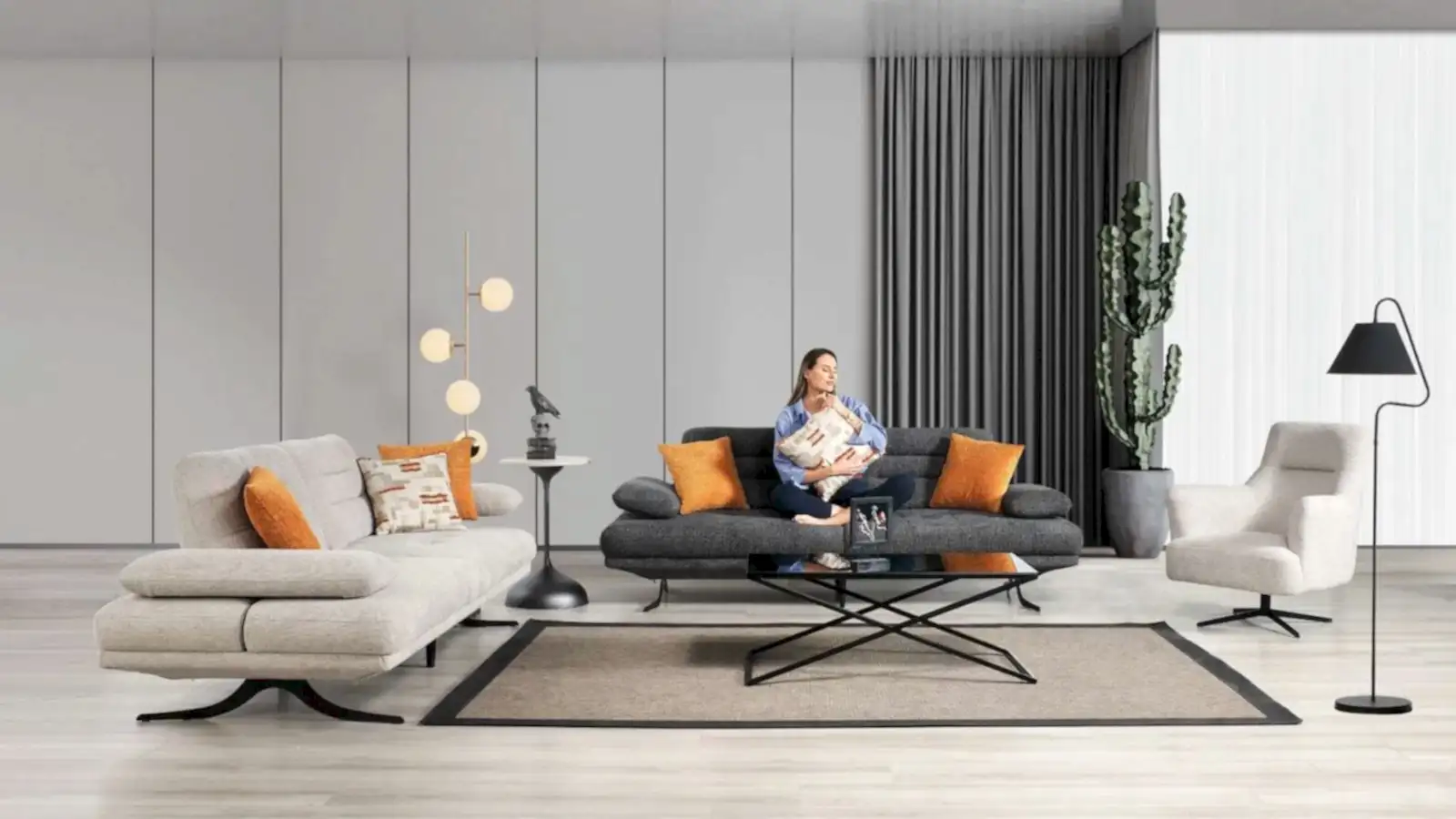 FELİX PLUS KOLTUK TAKIMI SİLVE FELİX PLUS KOLTUK TAKIMI SİLVE modern oturma odası takımı