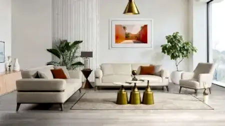 VERONA KOLTUK TAKIMI SİLVER modern tasarımlı açık renk koltuk takımı oturma odasında